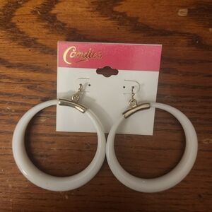 Candie's White and Gold Hoop Earrings